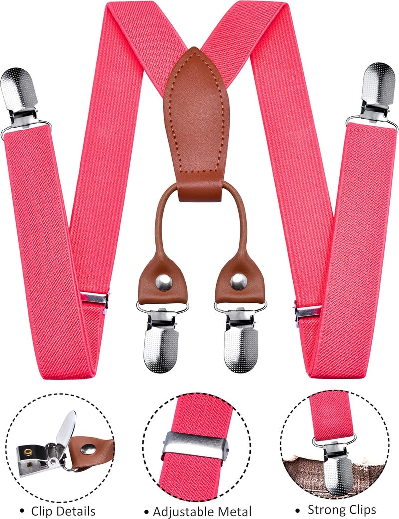 Branduce Solid Color Baby Boy Suspender with 4 Strong Clips Adjustable Kids Y Back Suspenders - Image 2